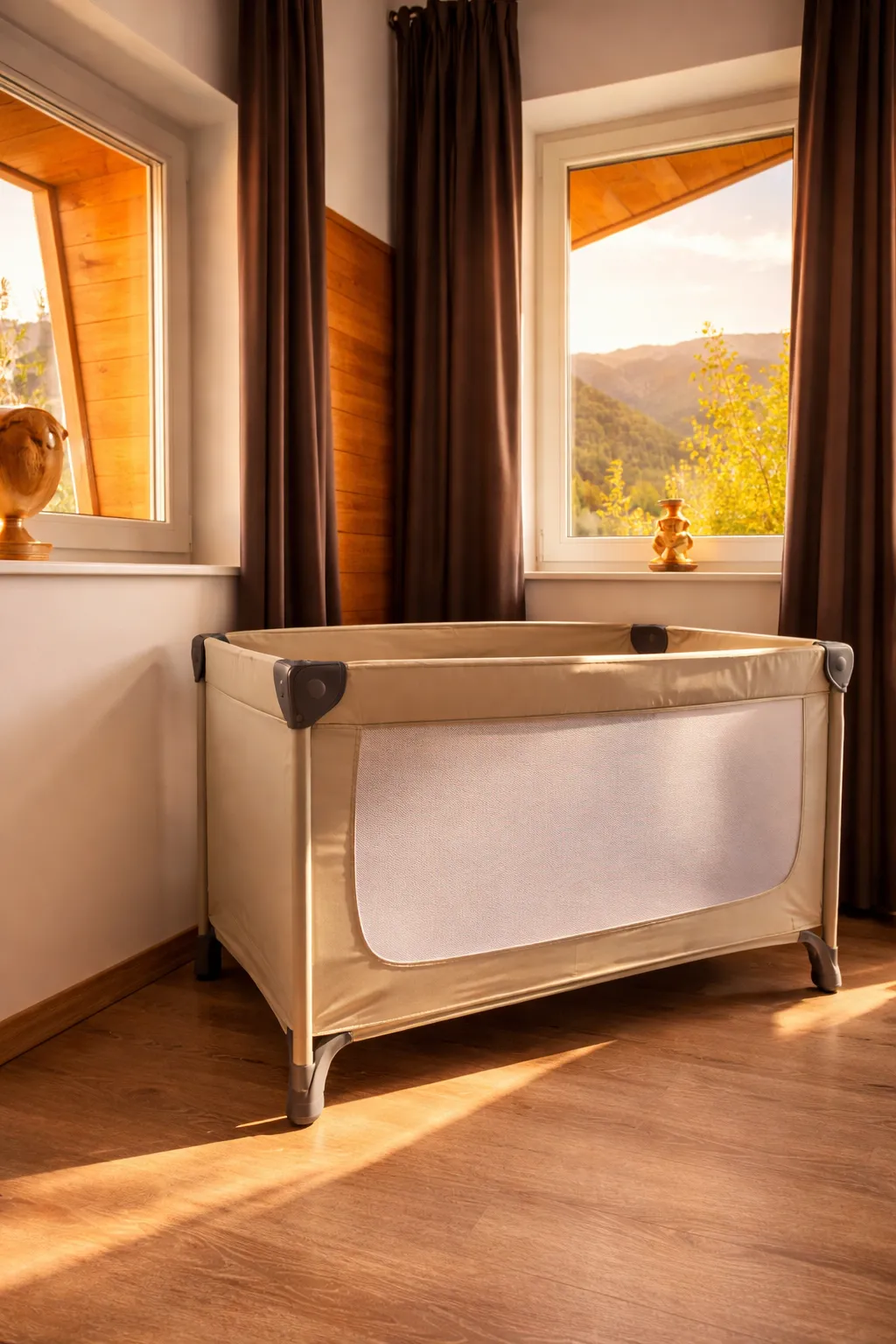 Babybett mit Bergblick